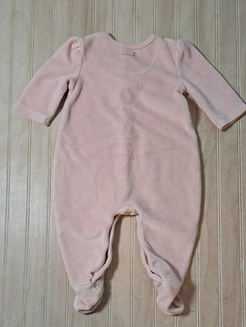 Baby GAP First Favorites Pink Velour Footed Sleeper Puff Sleeve Romper Cozy